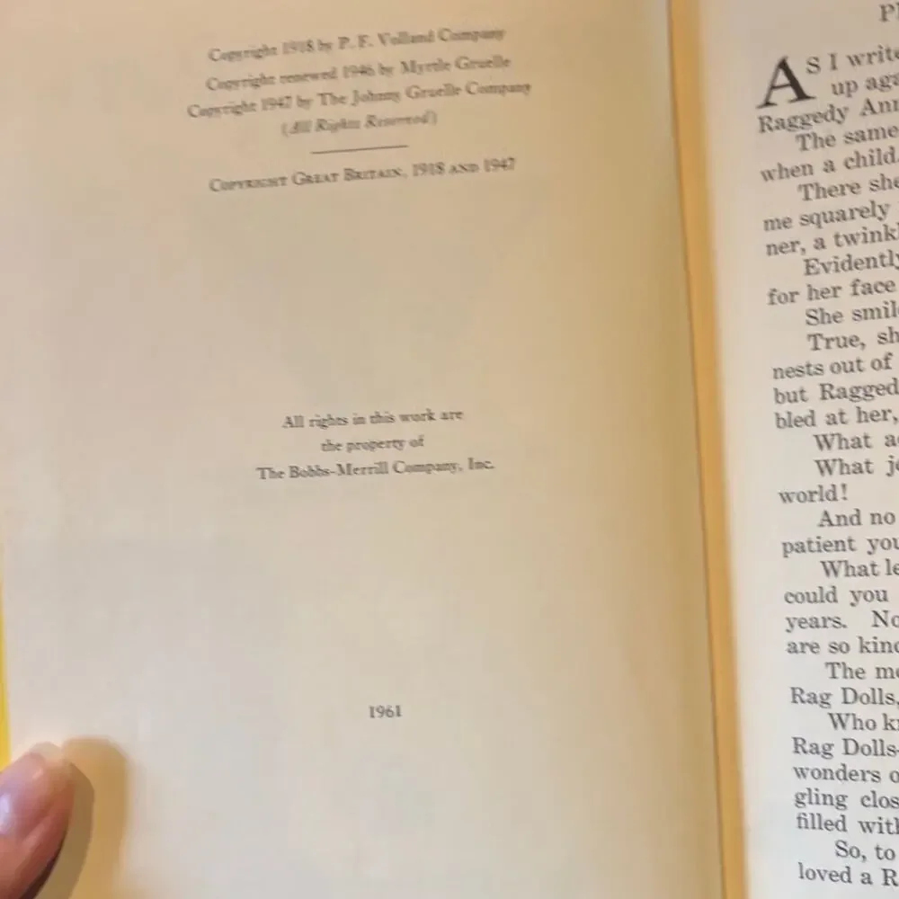 Vintage 1961 Raggedy Ann Stories Book by Johnny Gruelle, Hardcover